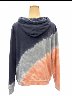 PINK Victoria’s Secret XL Tie-Dye Full Zip Hoodie Blue Peach Embroidered Sleeve thumbnail 3