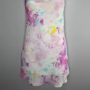 Revolve RESA Teenie Mini Dress Cotton Candy Tie Dye‎ XS Cowl Neck Tie Straps NEW thumbnail 5