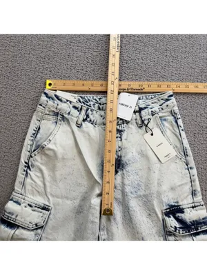 Forever 21 Premium Denim Cargo Jeans 25 Women Light Relaxed Fit Baggy Wide Y2K thumbnail 3