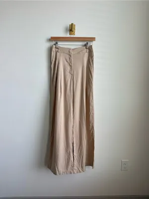 Anthropologie Amadi Pleated Wide Leg Pants Tencel Light Brown XS NWT $160 thumbnail 4