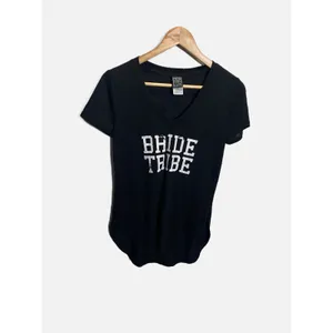 Modern Lux T-Shirt Womens Small Black Bride Tribe Graphic V-Neck Bachelorette thumbnail 2