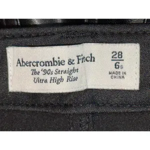 Abercrombie & Fitch The 90s Straight Ultra High Rise Black Pants Women Size 28 6 thumbnail 4