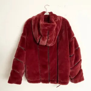 Alo Yoga Knock Out Hooded Faux Fur Hooded Jacket Cranberry S thumbnail 8