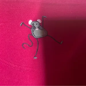 Vintage Bechamel Bright Pink Cat & Mouse Embroidered Long Sleeve Top, size large thumbnail 5