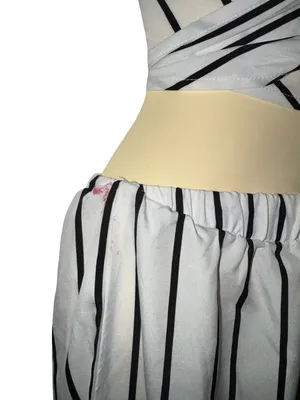 SHEIN White & Black Striped Two-Piece Wide-Leg Jumpsuit Set thumbnail 4