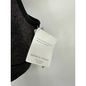 Victoria's Secret Black Shimmer High Neck‎ Sports Bra Women Size M Seamless AD16 thumbnail 5