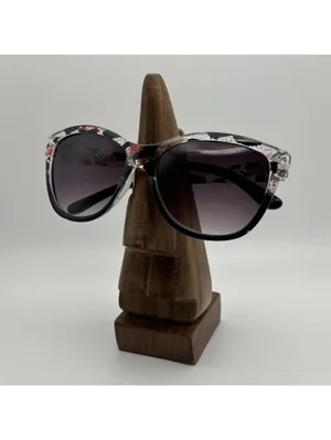 Steve Madden Oversized Cat Eye Sunglasses Black Clear Red Patterned Frames thumbnail 2