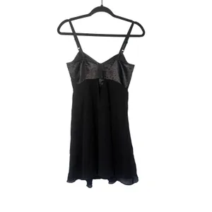 Betsey Johnson Black Silk Mini Dress Satin Bust Pink Bow IV30260 Size 2 NWT Flaw thumbnail 6