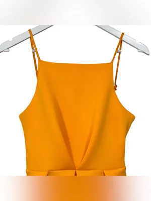 ASOS NWT Orange Fit & Flare Pleated Midi Dress Size 2 Women's thumbnail 2