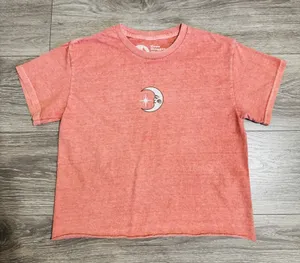 Tree Hugger Nation Moon Star Graphic‎ Cropped T Shirt Coral Pink Boho Size S thumbnail 1