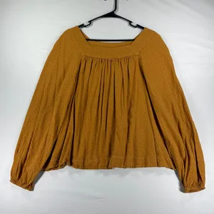 Universal Thread Mustard Yellow Square Neck Balloon Sleeve Textured Blouse Large thumbnail 2