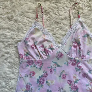 Pucker Up Slip Nightgown Sleepwear Vintage Floral Lace Pink L thumbnail 5