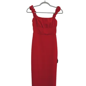 Lulus Size‎ Small Red Ruffle Strap Maxi Dress Square Neck Column Gown Wedding thumbnail 2