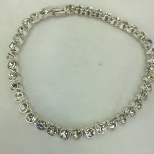 Cubic zirconia tennis bracelet silver tone 7.25” long thumbnail 1
