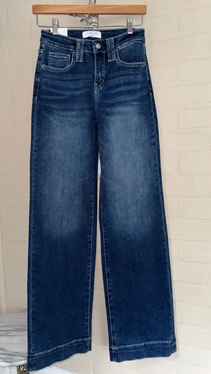 Lovervet Wide Leg Dark Wash high rise Jeans denim new 25 thumbnail 1