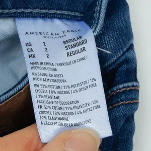 American Eagle Super Hi-Rise Skinny‎ Jeans Womens 2 Blue Distressed Frayed Hem thumbnail 8