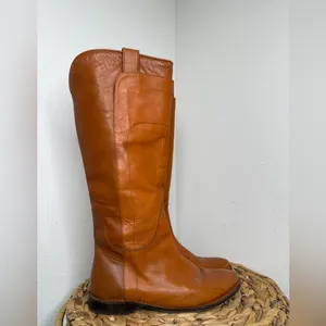Frye Boots Tall Boot Paige Cognac Camel Leather Riding Brown 6.5 thumbnail 4