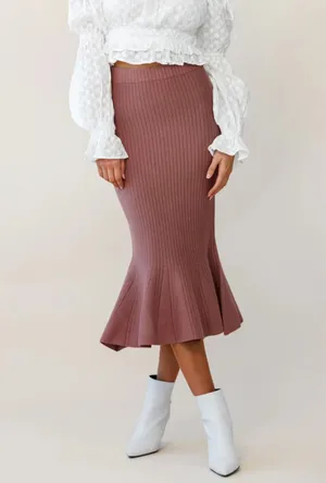 Indikah Selfie Leslie Skirt Midi Antique Rose Flare  thumbnail 2