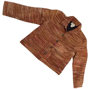 Vintage TanTrums Striped Chenille Jacket S Boho Art To Wear Textured Boxy 90s thumbnail 5