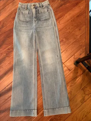 Zimmermann Patch Pocket Z Sailor Jeans Light Washed Flare Size 24 thumbnail 6