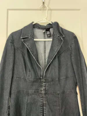Bisou Bisou Large Dark Blue Denim Long Jacket / Coat thumbnail 5