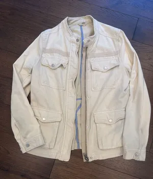 Free People Cream Field Jacket - Casual Utility Style Size Small ? - C69-055 thumbnail 1