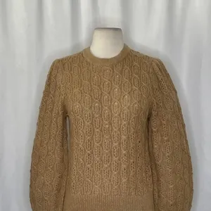 NWT!! J. CREW Balloon Sleeve Cable Knit Sweater Pale‎ Clay Tan Brown X-Small thumbnail 3