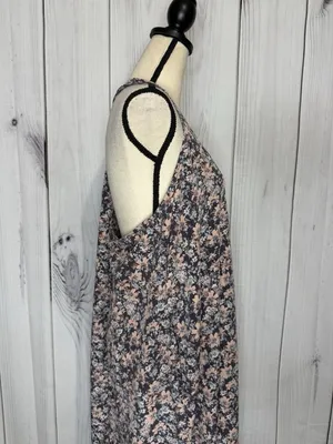LoveStitch Long Floral Maxi Dress Sz L Pockets Purple Pink Racerback Beach thumbnail 5
