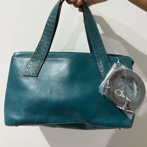 Fossil Sedona Saddle Leather Green Crossbody Handbag‎ Purse Vintage 13x7” O thumbnail 4