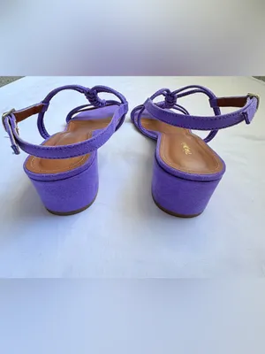 Via Mia Purple Suede Braided Strappy Block Heel Sandals thumbnail 5