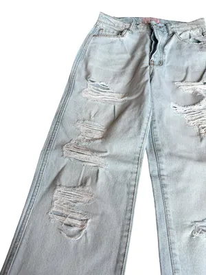 Revice High Waisted Straight Leg Jeans Distressed Denim Light Wash Size 26 Women thumbnail 3
