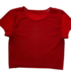Aerie Womens Red Short Sleeve Mesh Back Cropped Activewear T-Shirt | 0112 thumbnail 2