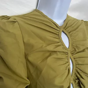 PrettyLittleThing Y2K CutOut Bodycon Dress Sz 4 Club Ruched Party Olive Indie thumbnail 5
