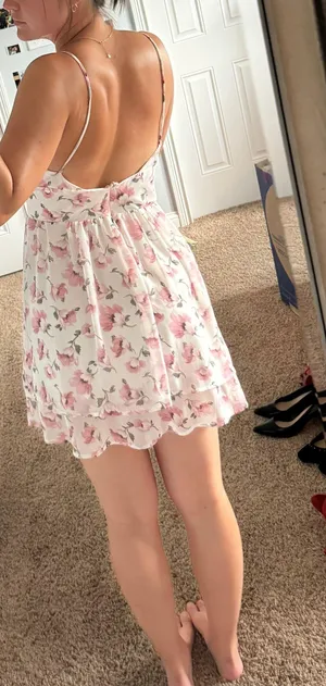 Tiered Floral Mini Dress White thumbnail 3