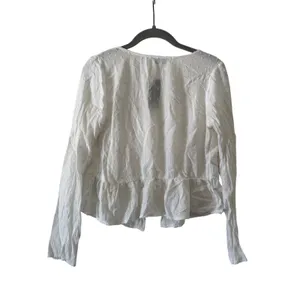 NWT Hollister Women’s White Swiss Dot Tie Front Peplum Blouse Long Sleeve XS thumbnail 7