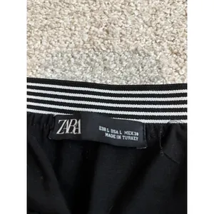 Zara Dress Pants Size L Black Slim Leg Striped Elastic Waist Trousers thumbnail 3