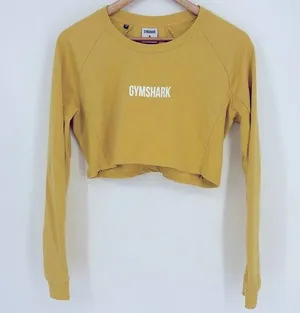 Gymshark Long Sleeve Crop Top Sweatshirt Mustard Yellow Women’s Size Medium thumbnail 1