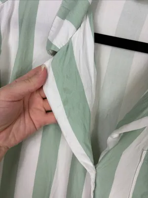 Birdy Grey Eddie Striped Pajama Set Women’s Large Sage Green Shorts Top thumbnail 5