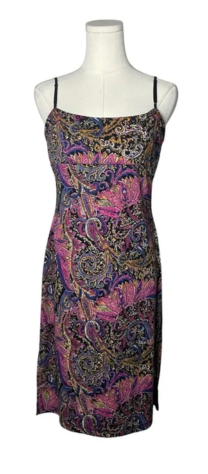 Vintage 90s Y2K City Triangles Pink Paisley Spaghetti Strap Mini Dress thumbnail 1