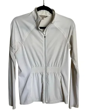 Athleta Jacket White Run‎ Free Full Zip Cinched Waist Vented Reflective Small thumbnail 1