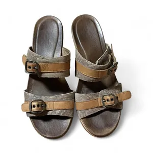 Y2K‎ Dansko Brown Leather Wood Platform Buckle Strap Wedge Sandals Size 39 thumbnail 2