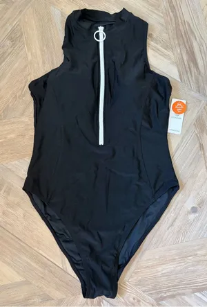 Charmo Half Zip Mock Neck One Piece Swimsuit Size XL Scuba Beach Vacation Travel thumbnail 1