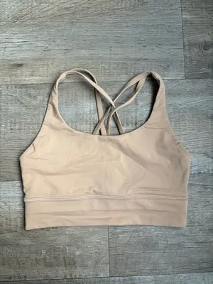 Lululemon Energy Longline Bra Sz 6 in Tan Beige Color thumbnail 4