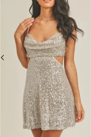 Mabel Silver Sequin Mini Dress thumbnail 1