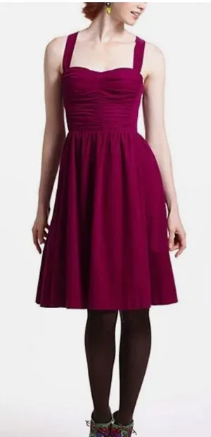 Anthropologie HD in Paris magenta corduroy Paca Halter Dress thumbnail 1