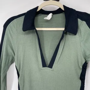Daily Practice Grewn Ribbed Contrast‎ Collar Ruched Bodycon Dress XS Athleisure thumbnail 3