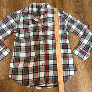 Lauren Ralph Lauren Womens‎ Plaid Flannel Pajama Top Red Green Crest Small Cozy thumbnail 2