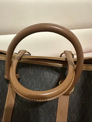 Christian Dion PVC Brown Monogram Travel Duffle Bag with Leather Trim thumbnail 11