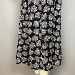 Vintage 90s Slip‎ Dress Women Sleeveless Retro Black White Floral Rayon Summer thumbnail 7