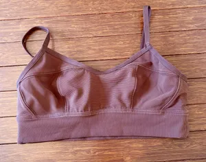 OFFLINE by Aerie Sports Bra Womens Small Ribbed Brown Comfort thumbnail 1